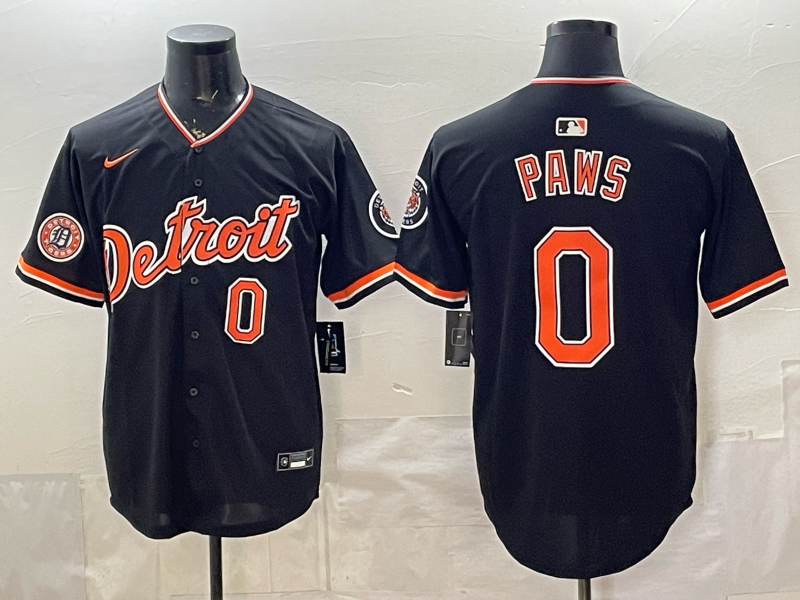 Men Detroit Tigers #0 paws black Nike 2026 MLB Jersey 0528003